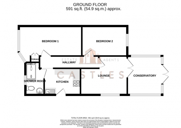 Floor Plan Image for 2 Bedroom Semi-Detached Bungalow for Sale in Dunkeld Road, Gosport