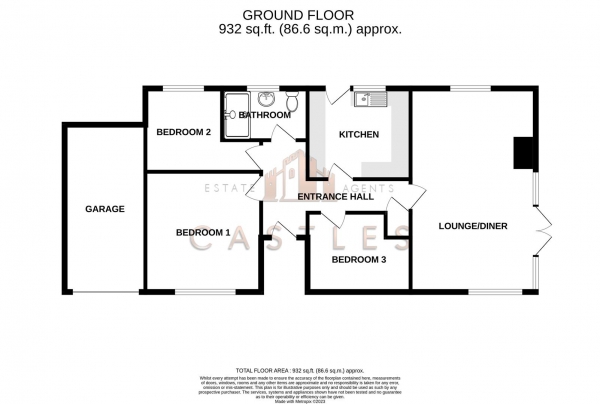 Floor Plan Image for 3 Bedroom Detached Bungalow for Sale in Milton Road, Cowplain, Waterlooville