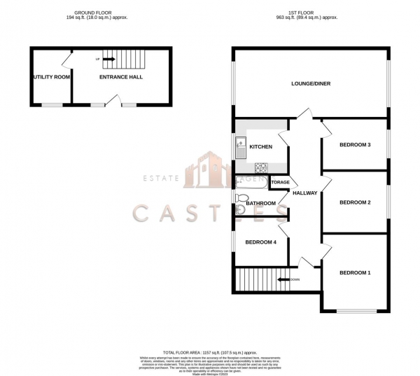 Floor Plan Image for 4 Bedroom Terraced House for Sale in Crisspyn Close, Horndean