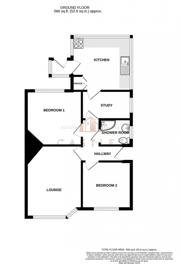 Floor Plan Image for 2 Bedroom Semi-Detached Bungalow for Sale in Gladstone Gardens, Portchester,