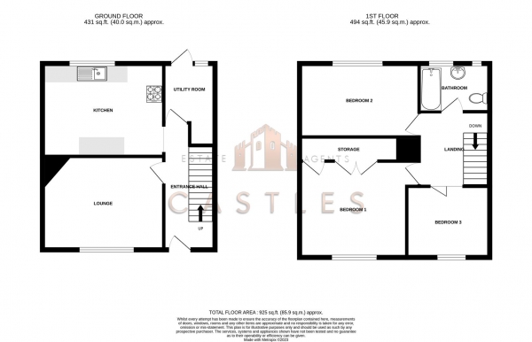 Floor Plan Image for 3 Bedroom Terraced House for Sale in Kenwood Road, Portchester