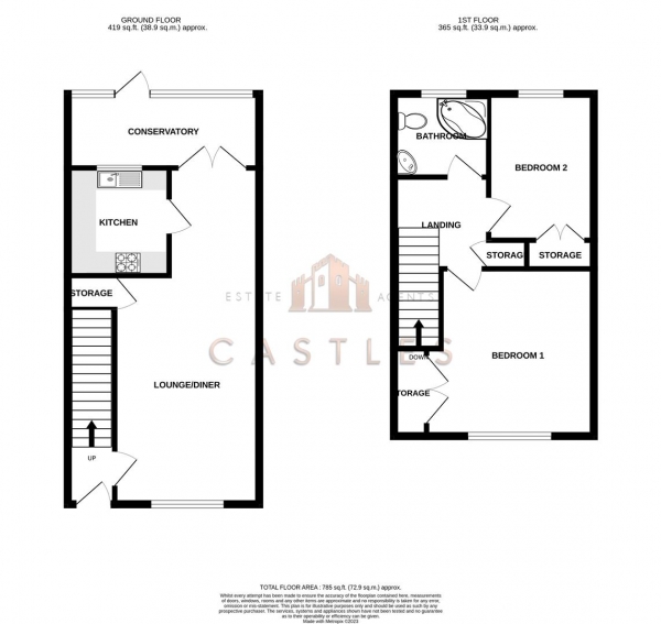 Floor Plan Image for 2 Bedroom Terraced House for Sale in Farmlea Road, Portsmouth