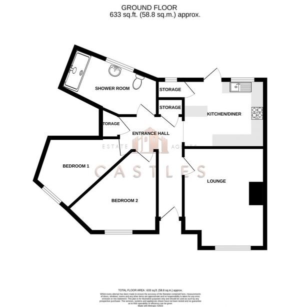 Floor Plan Image for 2 Bedroom Flat for Sale in Bayly Avenue, Portchester