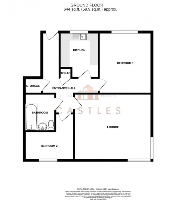 Floor Plan Image for 2 Bedroom Flat for Sale in Postern Close, Portchester