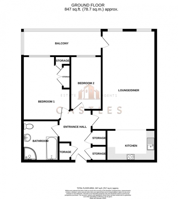 Floor Plan Image for 2 Bedroom Flat for Sale in Darnel Road, Waterlooville