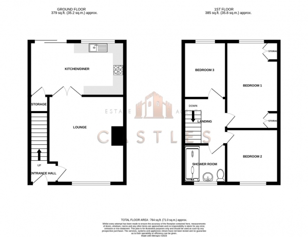 Floor Plan Image for 3 Bedroom End of Terrace House for Sale in Farmlea Road, Portchester Borders