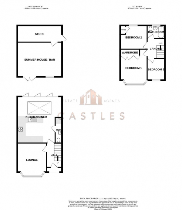 Floor Plan Image for 3 Bedroom Terraced House for Sale in Kent Grove, Portchester