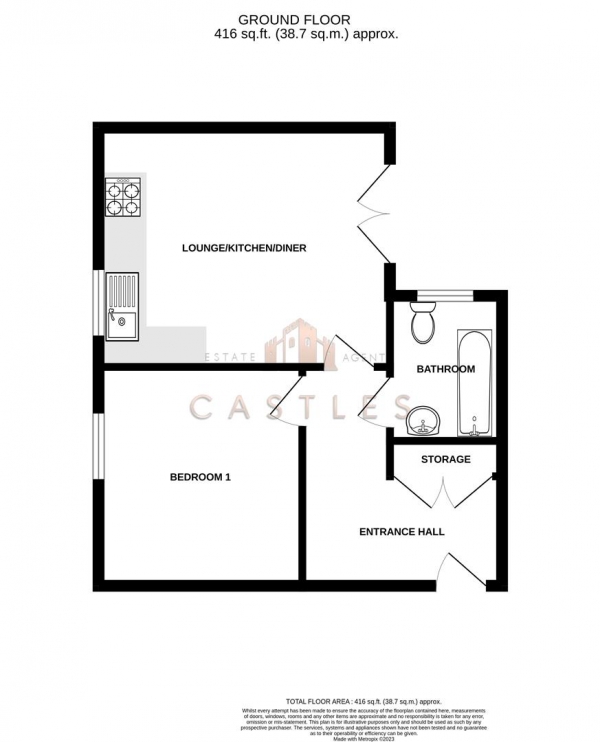 Floor Plan Image for 1 Bedroom Flat for Sale in Trinity Street, Fareham