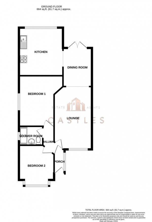 Floor Plan Image for 2 Bedroom Semi-Detached Bungalow for Sale in The Leaway, Portchester