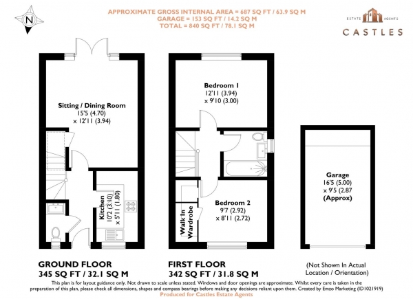 Floor Plan Image for 2 Bedroom Semi-Detached House for Sale in Clements Grove, Waterlooville