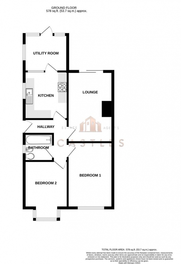 Floor Plan Image for 2 Bedroom Semi-Detached Bungalow for Sale in The Leaway, Portchester