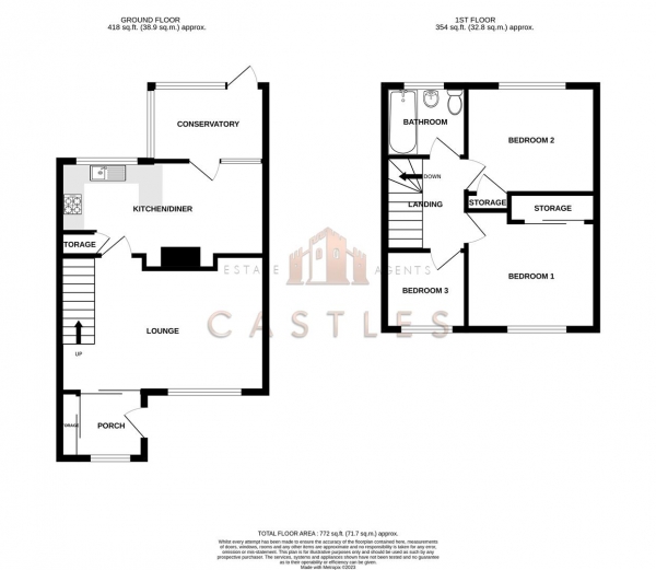 Floor Plan Image for 3 Bedroom End of Terrace House for Sale in St. Helena Way, Portchester