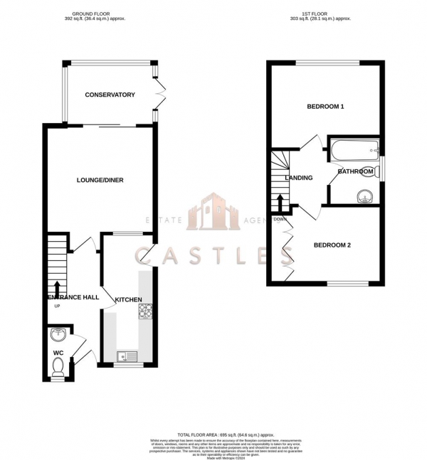 Floor Plan Image for 2 Bedroom Semi-Detached House for Sale in Parry Close, Portchester Borders