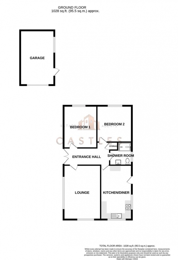 Floor Plan Image for 2 Bedroom Detached Bungalow for Sale in Court Mead, Drayton