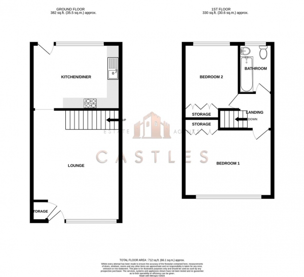 Floor Plan Image for 2 Bedroom Terraced House for Sale in Southampton Road, Portchester Borders