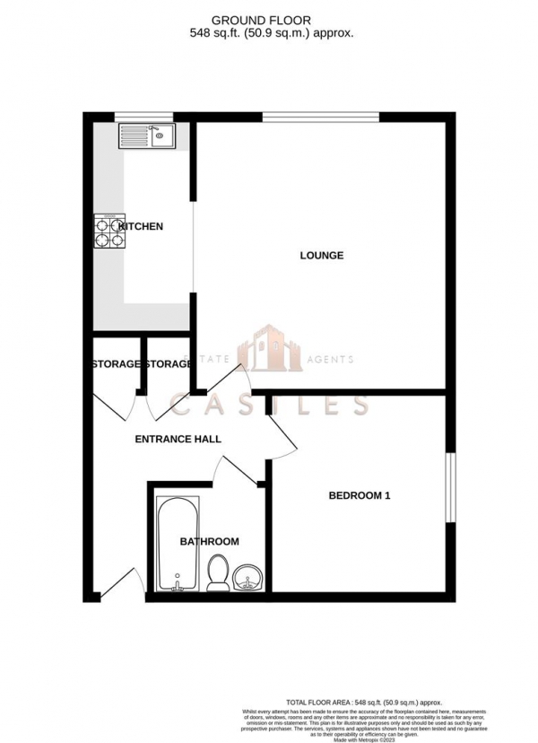 Floor Plan Image for 1 Bedroom Apartment for Sale in Irene Court, Rosoman Road, Southampton