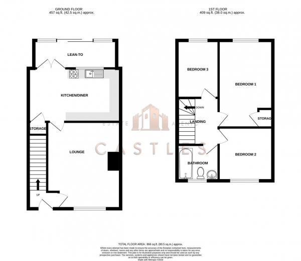 Floor Plan Image for 3 Bedroom Terraced House for Sale in Farmlea Road, Portsmouth