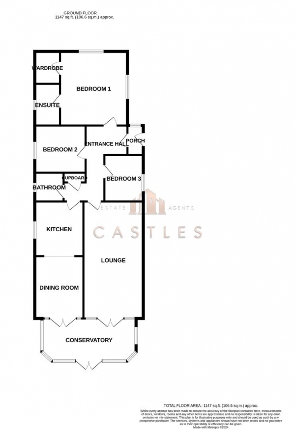 Floor Plan Image for 3 Bedroom Detached Bungalow for Sale in Botley Road, Horton Heath, Eastleigh