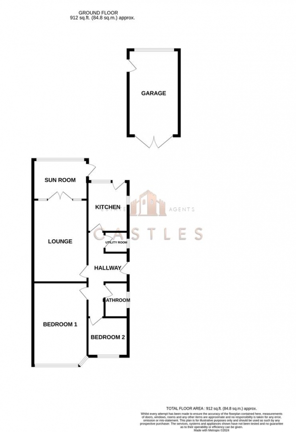 Floor Plan Image for 2 Bedroom Semi-Detached Bungalow for Sale in Kelvin Grove, Portchester,