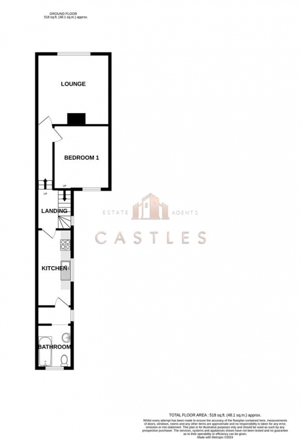 Floor Plan Image for 1 Bedroom Flat for Sale in Fawcett Road, Southsea