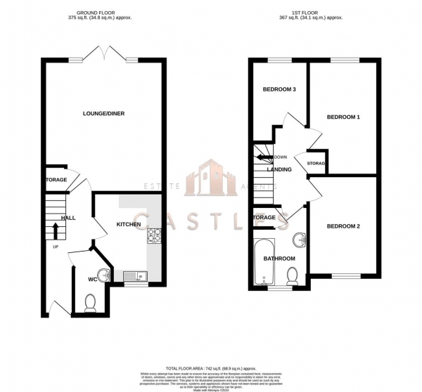 Floor Plan Image for 3 Bedroom Semi-Detached House for Sale in Jubilee Avenue, Portchester Borders