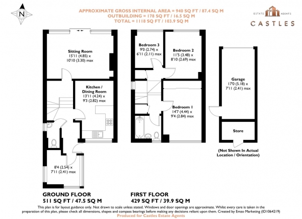 Floor Plan Image for 3 Bedroom Semi-Detached House for Sale in Anson Grove, Portchester, Fareham