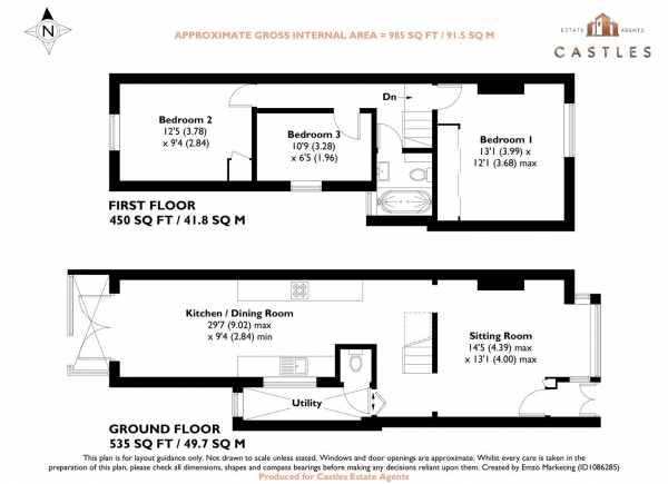 Floor Plan Image for 3 Bedroom Terraced House for Sale in Drayton Road, Portsmouth