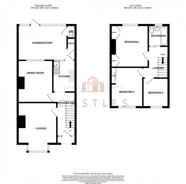 Floor Plan Image for 3 Bedroom Terraced House for Sale in King John Avenue, Portchester