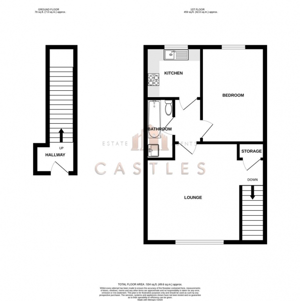 Floor Plan Image for 1 Bedroom Flat for Sale in Neelands Grove, Portchester