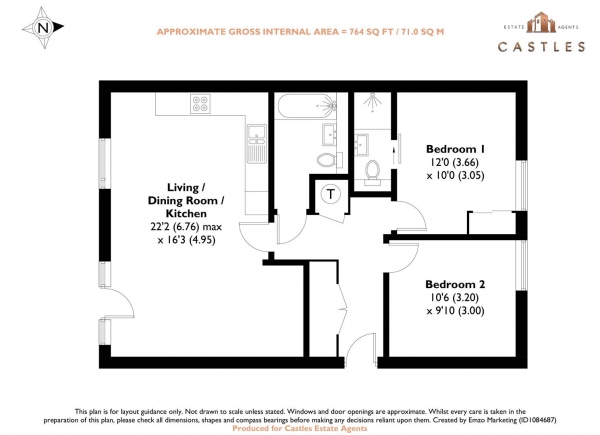 Floor Plan Image for 2 Bedroom Flat for Sale in Royal Crescent Road, Southampton