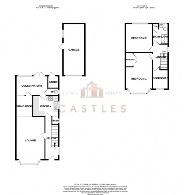 Floor Plan for 3 Bedroom Semi-Detached House for Sale in Coleridge Road, Paulsgrove, PO6, 4PB - Offers Over &pound300,000