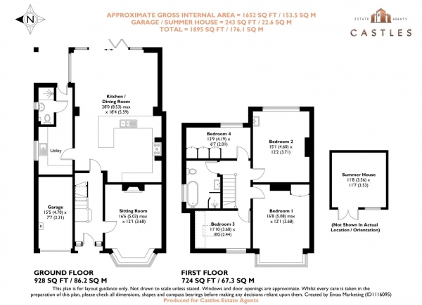 Floor Plan for 4 Bedroom Semi-Detached House for Sale in Carmarthen Avenue, Drayton, PO6, 2AQ - Guide Price &pound650,000