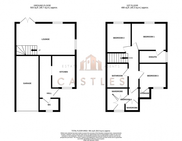 Floor Plan for 4 Bedroom Semi-Detached House for Sale in Shorehaven, Portchester Borders, PO6, 4RU - Guide Price &pound385,000