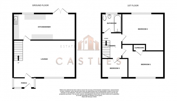 Floor Plan for 3 Bedroom Terraced House for Sale in Chedworth Crescent, Paulsgrove, PO6, 4ER - Offers Over &pound200,000