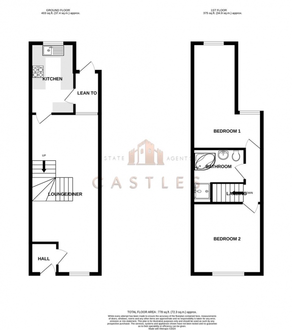 Floor Plan Image for 2 Bedroom End of Terrace House for Sale in Locksway Road, Southsea