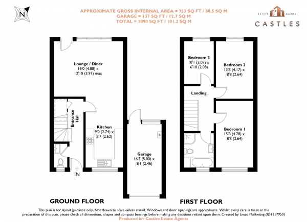 Floor Plan Image for 3 Bedroom Semi-Detached House for Sale in Oak Road, Fareham