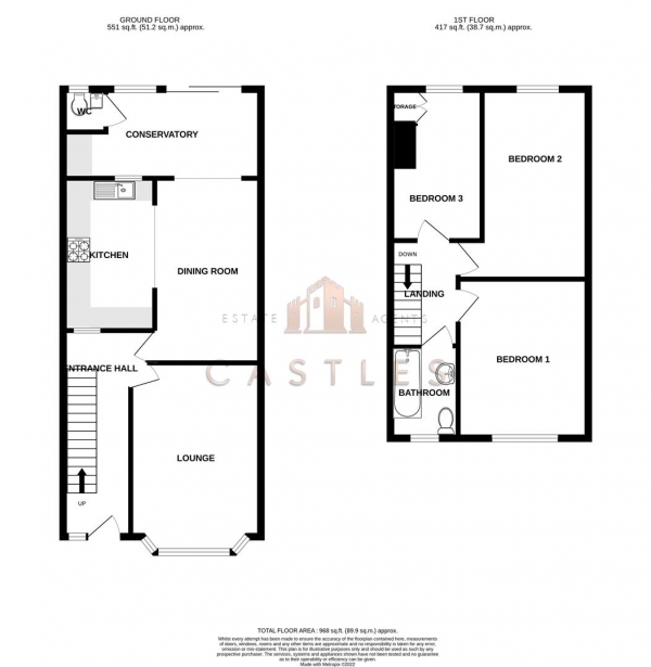 Floor Plan for 3 Bedroom Terraced House for Sale in Paulsgrove Road, Portsmouth, PO2, 7HR - Guide Price &pound290,000