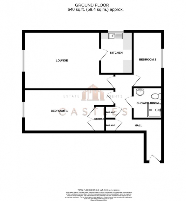 Floor Plan Image for 2 Bedroom Flat for Sale in Home Mead, Denmead,