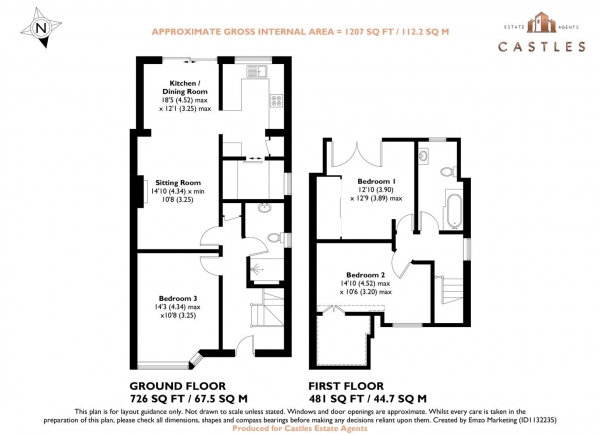 Floor Plan Image for 3 Bedroom Semi-Detached Bungalow for Sale in Cranleigh Road, Portchester