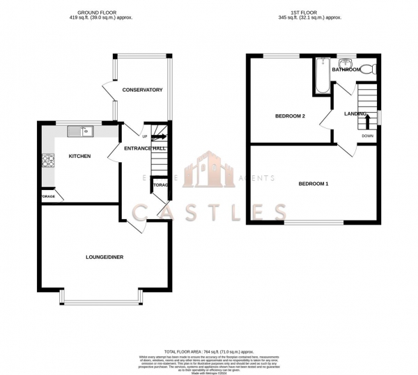 Floor Plan Image for 2 Bedroom End of Terrace House for Sale in Shelley Avenue, Portsmouth