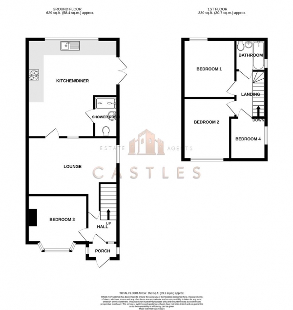 Floor Plan Image for 4 Bedroom End of Terrace House for Sale in Crescent Road, Fareham