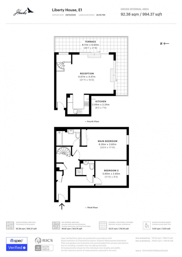 Floor Plan for 2 Bedroom Apartment to Rent in Liberty House | Ensign Street | E1, E1, 8JA - £669 pw | £2900 pcm