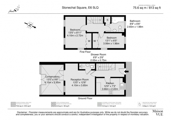 Floor Plan for 2 Bedroom End of Terrace House for Sale in Stonechat Square | London | E6, E6, 5LQ - Offers Over &pound399,950