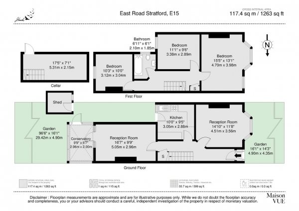 Floor Plan for 3 Bedroom Terraced House for Sale in East Road | Stratford | London, E15, 3QS - OIRO &pound550,000