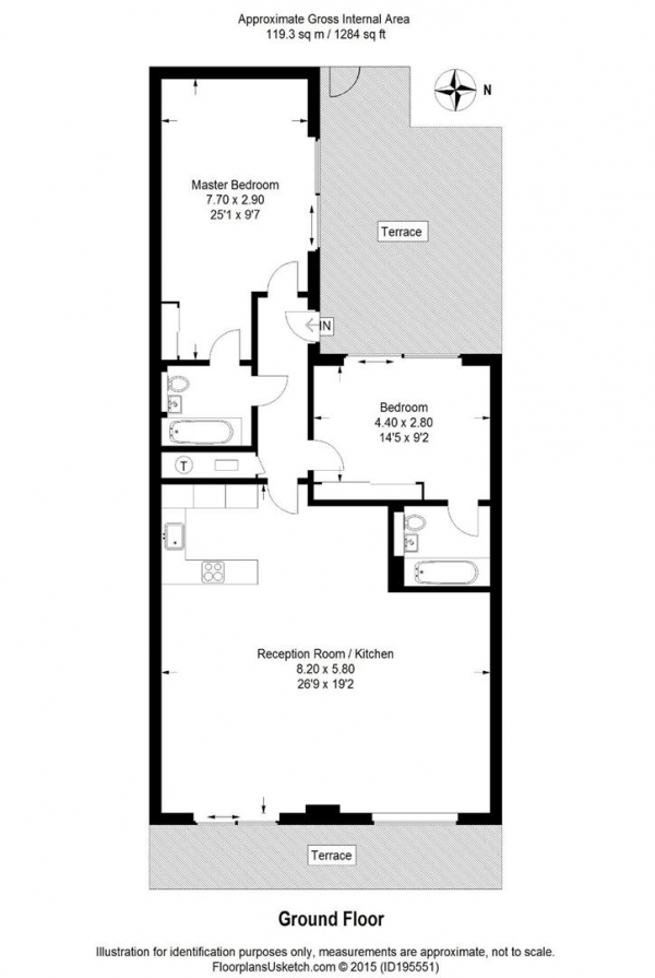 Floor Plan for 2 Bedroom Apartment for Sale in Bromyard House | Bromyard Avenue | W3, W3, 7BS - Guide Price &pound530,000