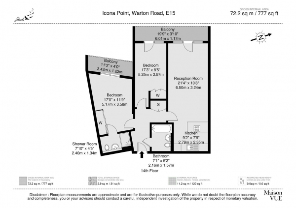 Floor Plan for 2 Bedroom Flat for Sale in Warton Road | London | E15, E15, 2LE - OIRO &pound449,950