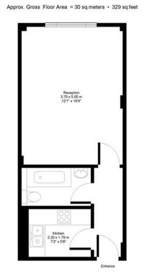 Floor Plan for 1 Bedroom Studio for Sale in Park West | Edgware Road | London | W2, W2, 2QU - Guide Price &pound350,000