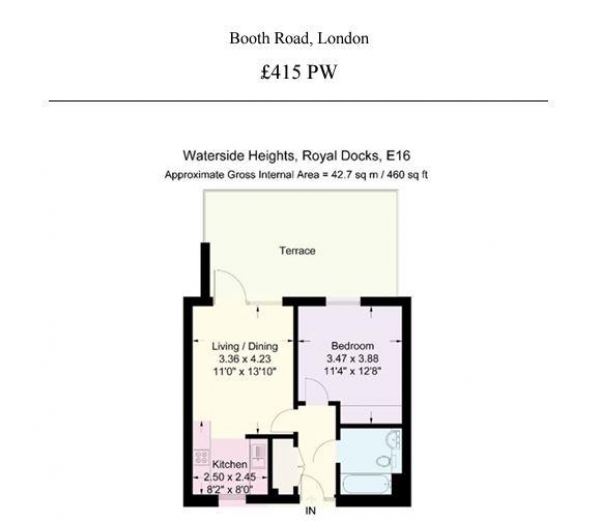 Floor Plan Image for 1 Bedroom Flat to Rent in Waterside Park | Waterside Heights | Royal Docks E16