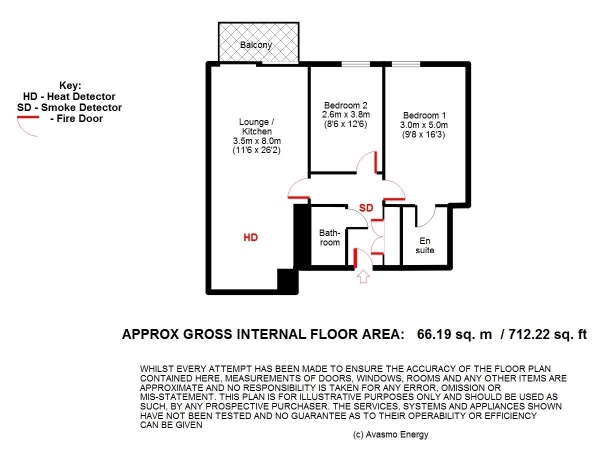 Floor Plan Image for 2 Bedroom Apartment to Rent in Napier House