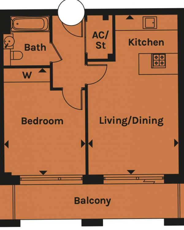 Floor Plan Image for 1 Bedroom Apartment for Sale in Waterman House | Forrestor Way | E15